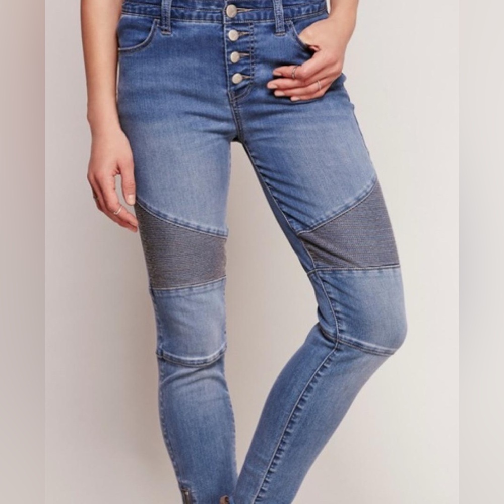 Free People Blue Denim Moto Jeans